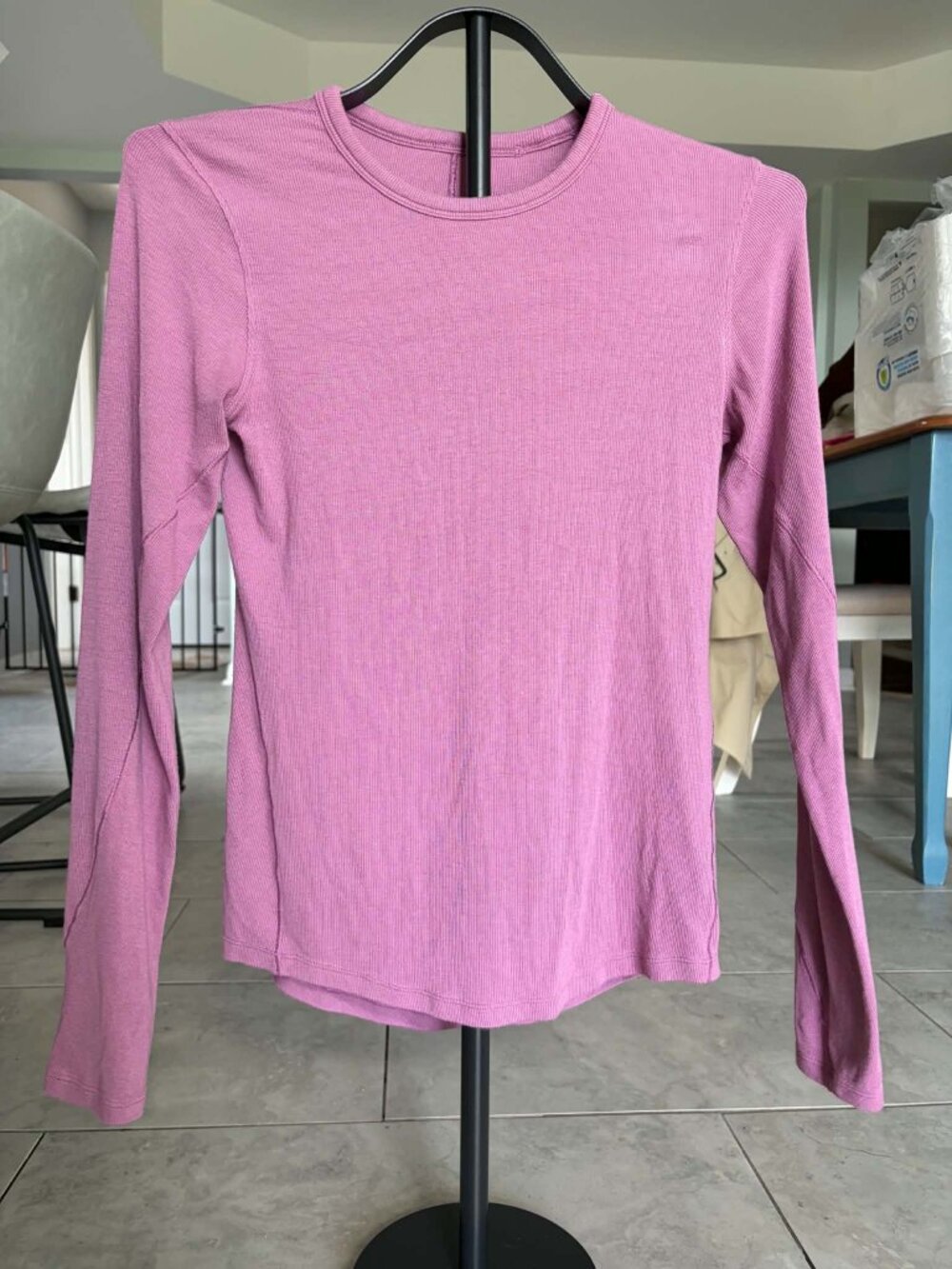 Lululemon Hold Tight Long Sleeve Ribbed Shirt Heathered Mauve Pink Size 6
